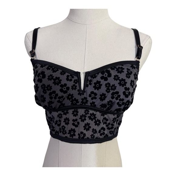 PINK Victoria's Secret Other - PINK Victoria's Secret Floral Velvet Bralette Black Lingerie‎ Top Size Small S
